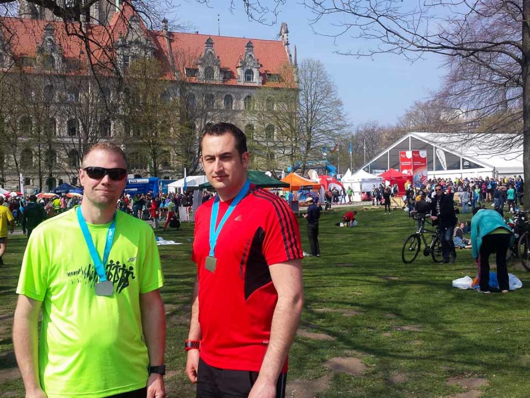 Patric Kirchhoff und Dirk Siemon nach ihrem Halbmarathon